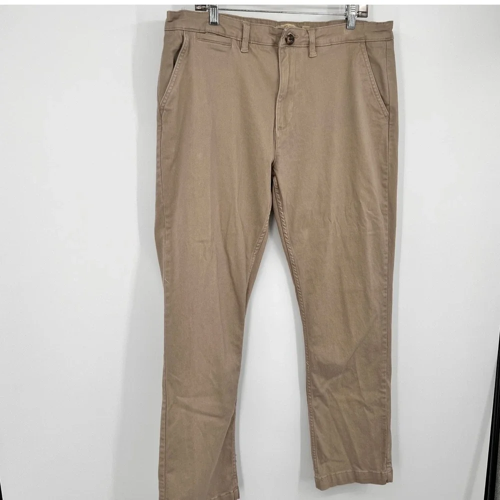 Elliot Mulryan Mens‎ Tan Chino Pants Straight Leg Twill Trousers 36x32 Khaki